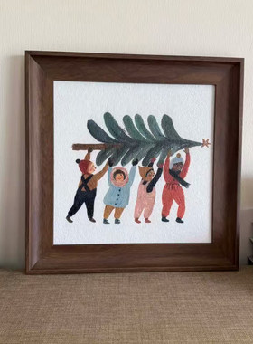 砂岩画北欧复古小众插画岩板画人物装饰画民宿咖啡店文艺卧室挂画