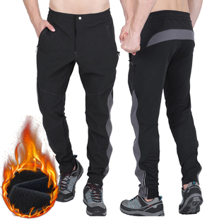 秋冬季骑行裤男加绒加厚防寒保暖抓绒骑行服套装山地自行车长裤子