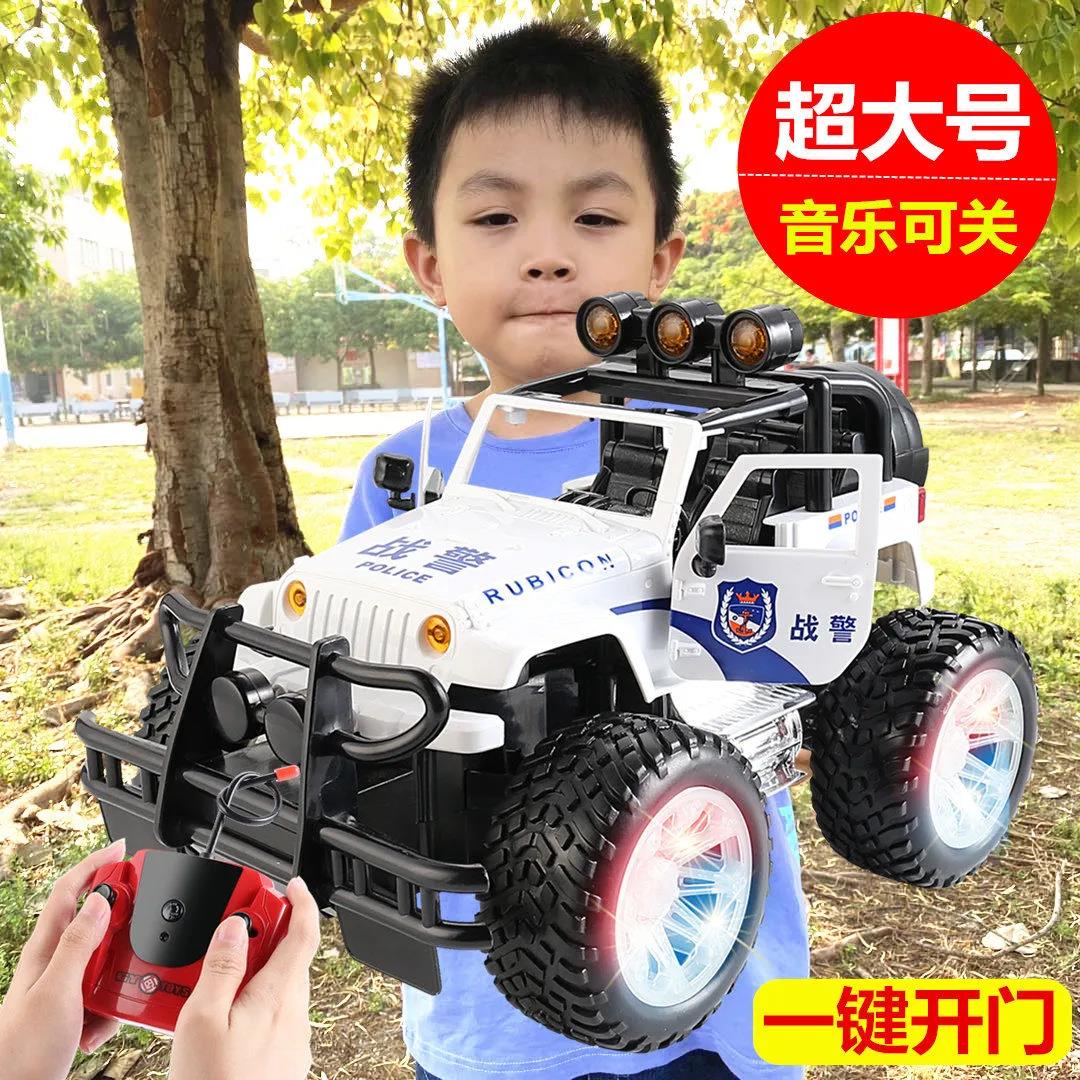 超大号合金遥控警车玩具越野四驱吉普充电动汽车模型男生儿童礼物-封面