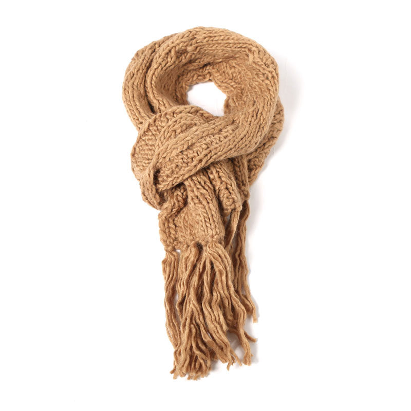 秋冬季男女士针织流苏围脖纯色韩系学生加厚保暖毛线冬季长款围巾