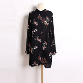 2025年雪纺衬衫 宽松中长裙 中长款 休闲连衣裙春秋夏季 透气印花薄款