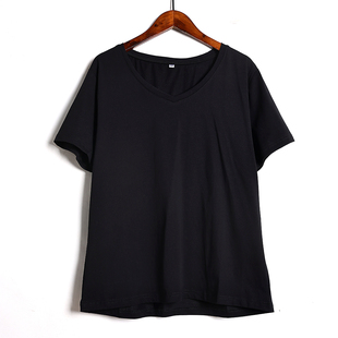 百搭基础款 女士T恤宽松休闲纯色韩版 日常上衣 V领短袖 2026年夏季