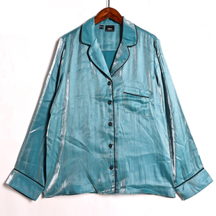 2025年春秋季时尚流光长袖薄款通勤休闲衬衫家居睡衣上衣潮衬衣