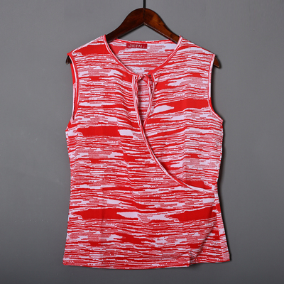 2025年夏季女装雪纺薄款背心时尚撞色设计清凉宽松休闲无袖上衣