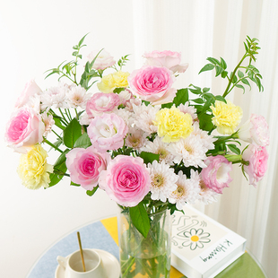 D11新鲜混搭花束清新鲜花云南基地直发家庭水养花束洛神玫瑰