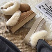 澳洲EVERAU秋冬女鞋 羊毛厚底雪地靴女一脚蹬保暖毛毛鞋 EA3202