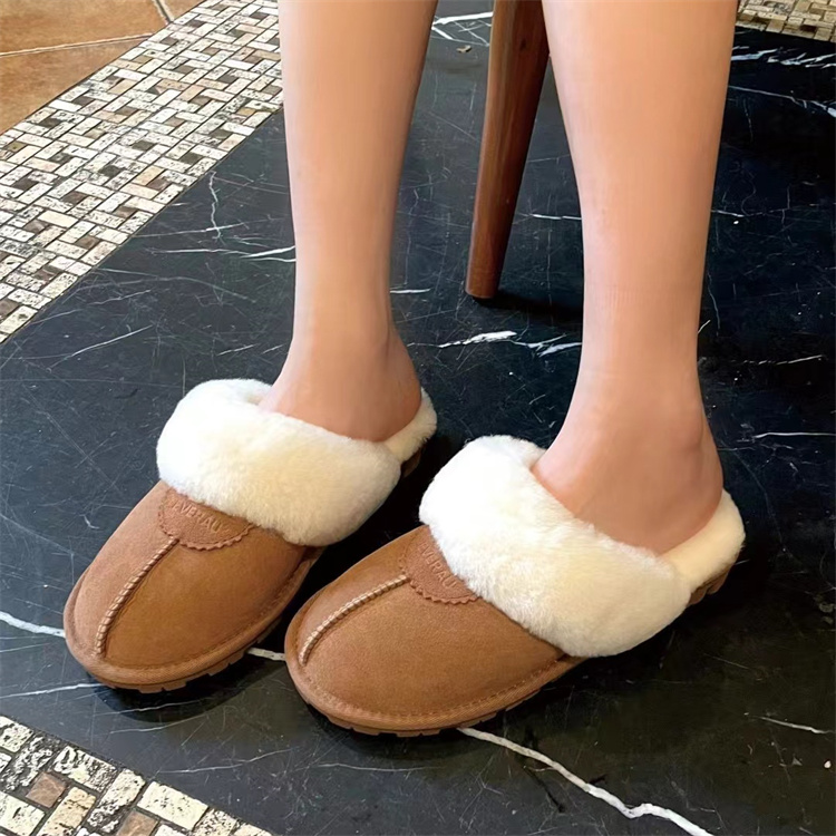 EAERAU休闲平底半拖羊毛一体