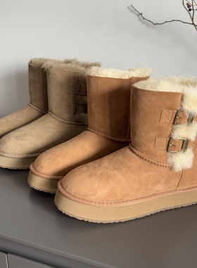 澳洲TASMAN AUS秋冬羊毛雪地靴女鞋休闲舒适厚底防滑一鞋两穿5903