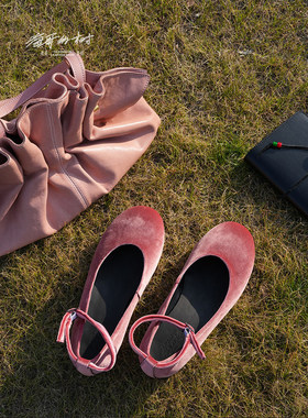 树手工鞋｜春日莓果· 丝绒玛丽珍单鞋圆头浅口复古高级感ML09