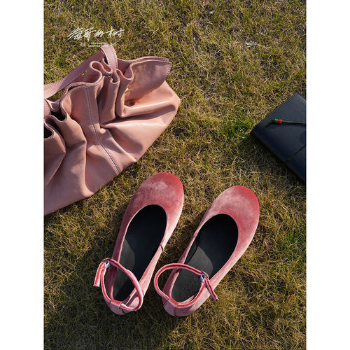 树手工鞋｜春日莓果· 丝绒玛丽珍单鞋圆头浅口复古高级感ML09