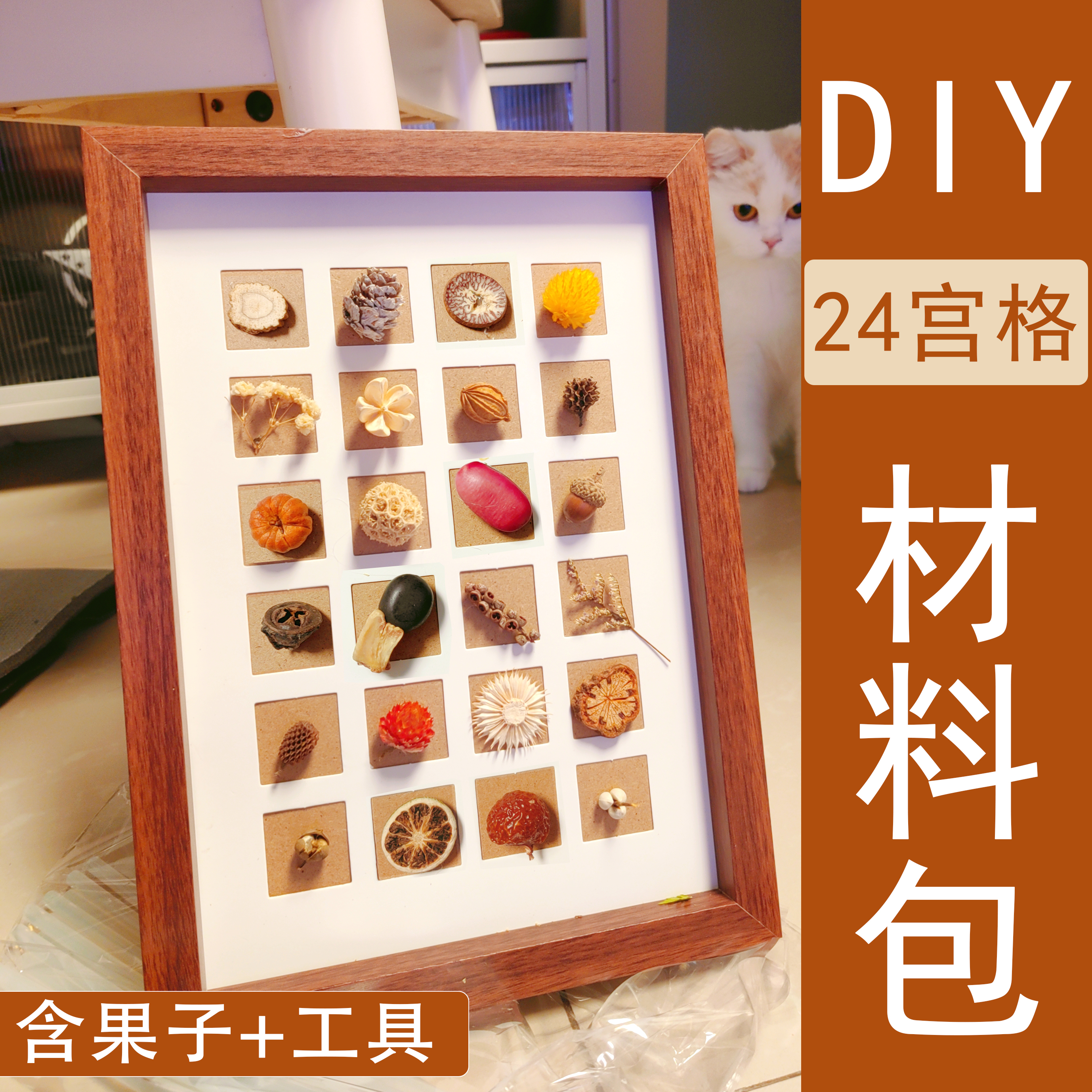 秋天的装饰画材料包果实画24宫格