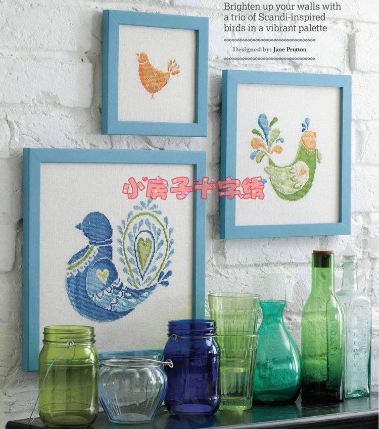 三联摆件挂画十字绣