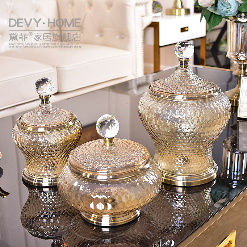 DEVY欧式轻奢玻璃糖果罐 客厅茶几餐桌坚果罐首饰收纳罐家居摆件在类目 家居饰品, 装饰器皿, 储物罐中 - 来自Buy2taobao.com提供专业的淘宝代购服务