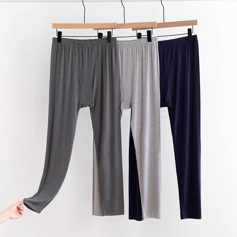 夏季男士莫代尔衬裤薄款毛裤夏天老年人秋裤男款宽松线裤男打底裤