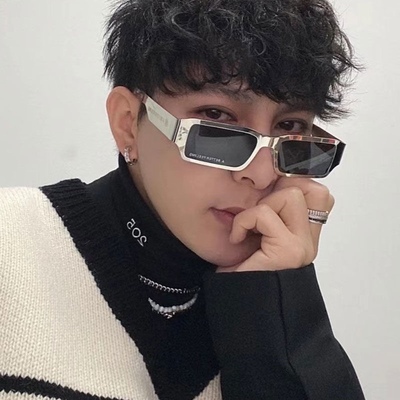檀次健同款赛博朋克金属方墨镜太阳镜眼镜嘻哈rapper墨镜近视墨镜
