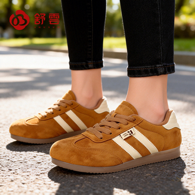 舒云复古德训女鞋春季绒面防滑