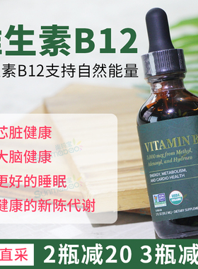 美国正品 Global Healing 直邮 三重活性维生素B12补充剂2支装2oz