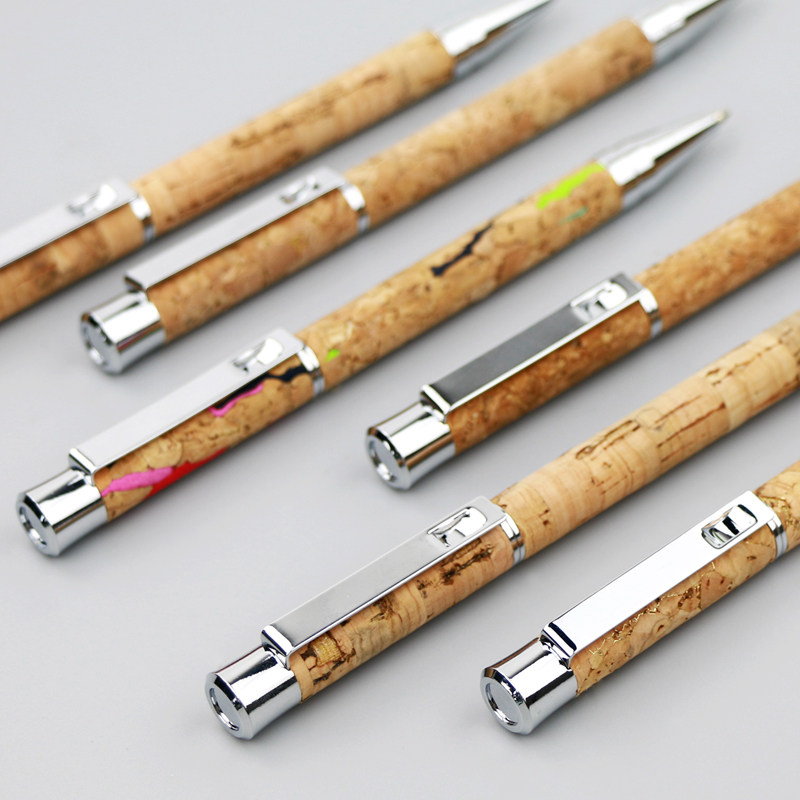 欧文赛斯扭动软木镭射logo圆珠笔