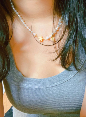 圆牌颈链复古天然淡水珍珠