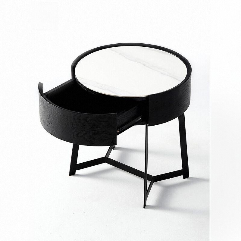 意式极简圆形床头柜岩板设计师风格网红现代简约个性北欧床边柜子