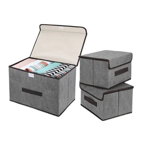 Fold Non Woven Fabric Storage Box Gray Home Supplies Clothin