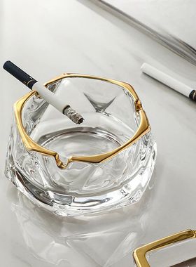 European Style Gold Frame Glass Ashtray Polygonal Crystal As
