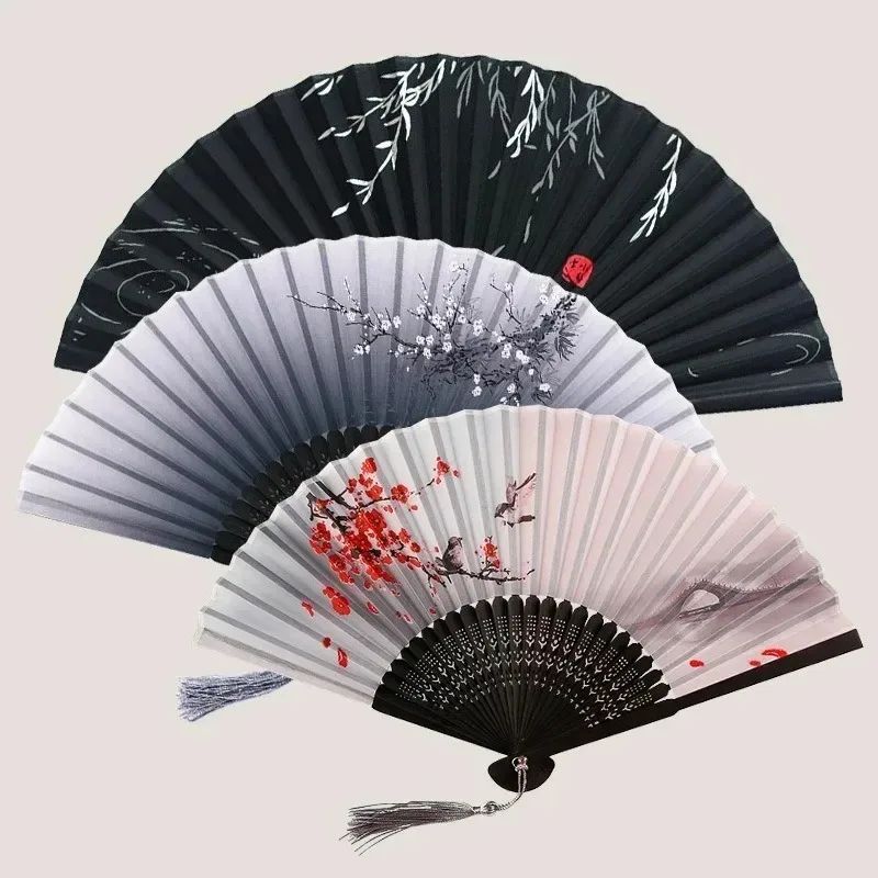 Folding Fan Chinese Vintage Bamboo Hand Fans Wedding - 实物图