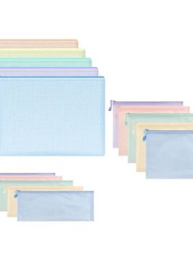 5pcs Mesh Zipper Pouch Document Bag Waterproof Zip File Fold