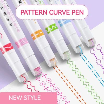 6Pcs/Set Flower Line Shape Highlighter Pen Roller Tip Curve