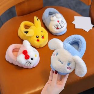 Cute Pikachu Cartoon Kids Cotton Home Slippers for Parenting