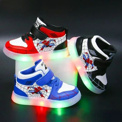 Children's Led Light Shoes Fashion Aoger Spiderman