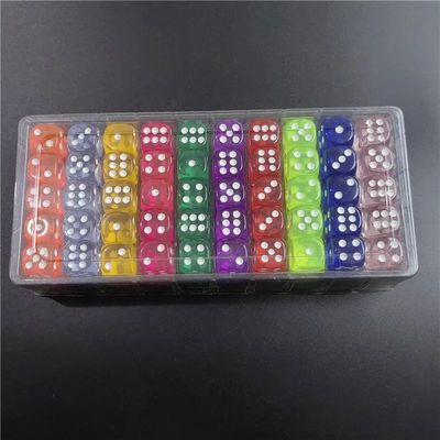 100Pcs/Lot 14mm 10Colors Transparent Dice Acrylic Rounded