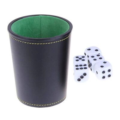 1 Pc PU Leather Dice Cup, Green Flannel Interior Quiet Dice