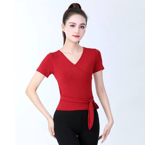 Latin Dance Practice Clothes Short-sleeved Tops Female Adult