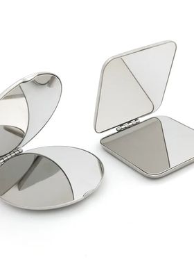 1pc Portable Women Stainless Steel Makeup Mirror Hand Pocket