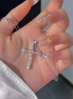 Fashion Women Crystal Zircon Cross Pendant Necklace for Wome