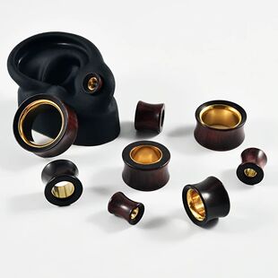 Pair Red sandalwood Double Flare Ear Gauges Tunnel For Men