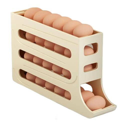 Refrigerator Egg Storage Box, 4 Tier Rolling Egg Holder Disp