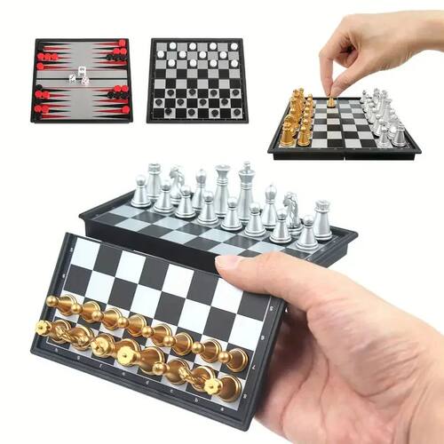 Mini Magnetic Chess Board Game Toys Folding Magnetic Plastic