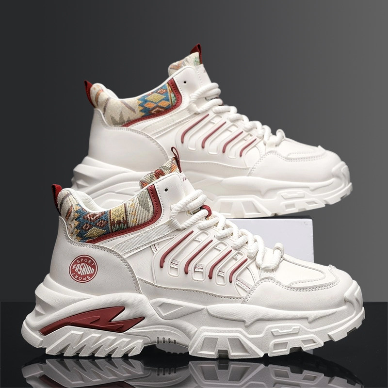高帮男鞋冬季运动鞋2025新款青少年学生小白鞋男款厚底白色老爹鞋,流行男鞋,时尚休闲鞋,淘宝优惠券,粉丝福利购,淘宝优惠卷