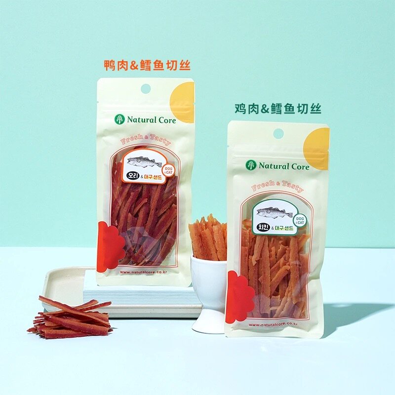 Lucky家|出口韩国Natural Core猫狗零食鸡肉鳕鱼虾贻贝软肉切丝
