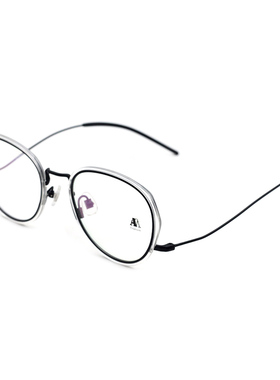 Aibyamani 圆框近视眼镜女韩版潮复古钛合金丝边大脸男款AT206