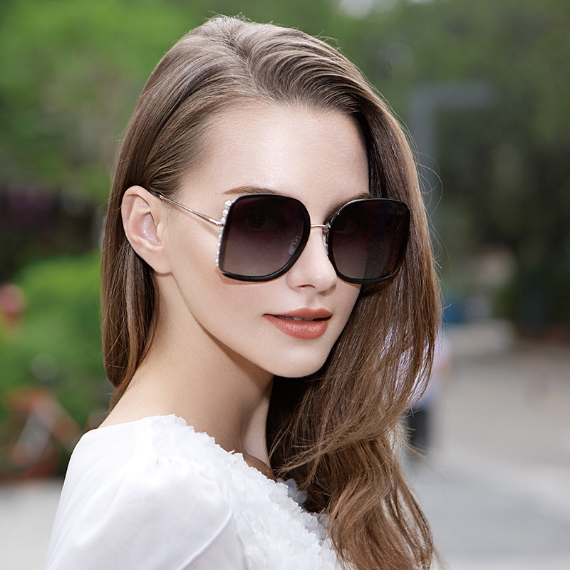 Aibyamani太阳镜女优雅大框圆脸偏光镜显瘦大脸长脸潮墨镜A5092