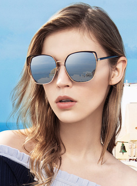 花雨伞新款偏光太阳镜圆脸女士墨镜女潮眼镜大脸优雅AP11722