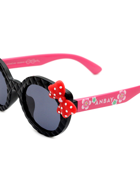 安比儿童太阳镜防紫外线女童可爱蝴蝶结墨镜防UV防蓝光眼镜21236