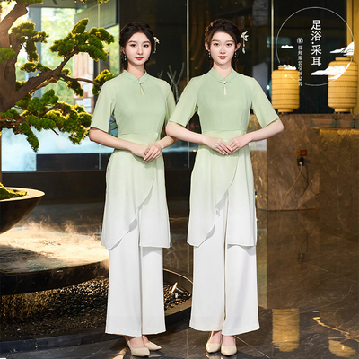 棠新款spa越足浴技师工作服女足疗按摩衣服养生馆高端采耳师工衣