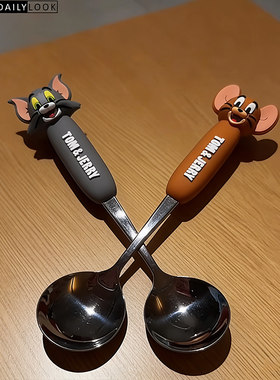 猫和老鼠不锈钢儿童手柄勺防摔