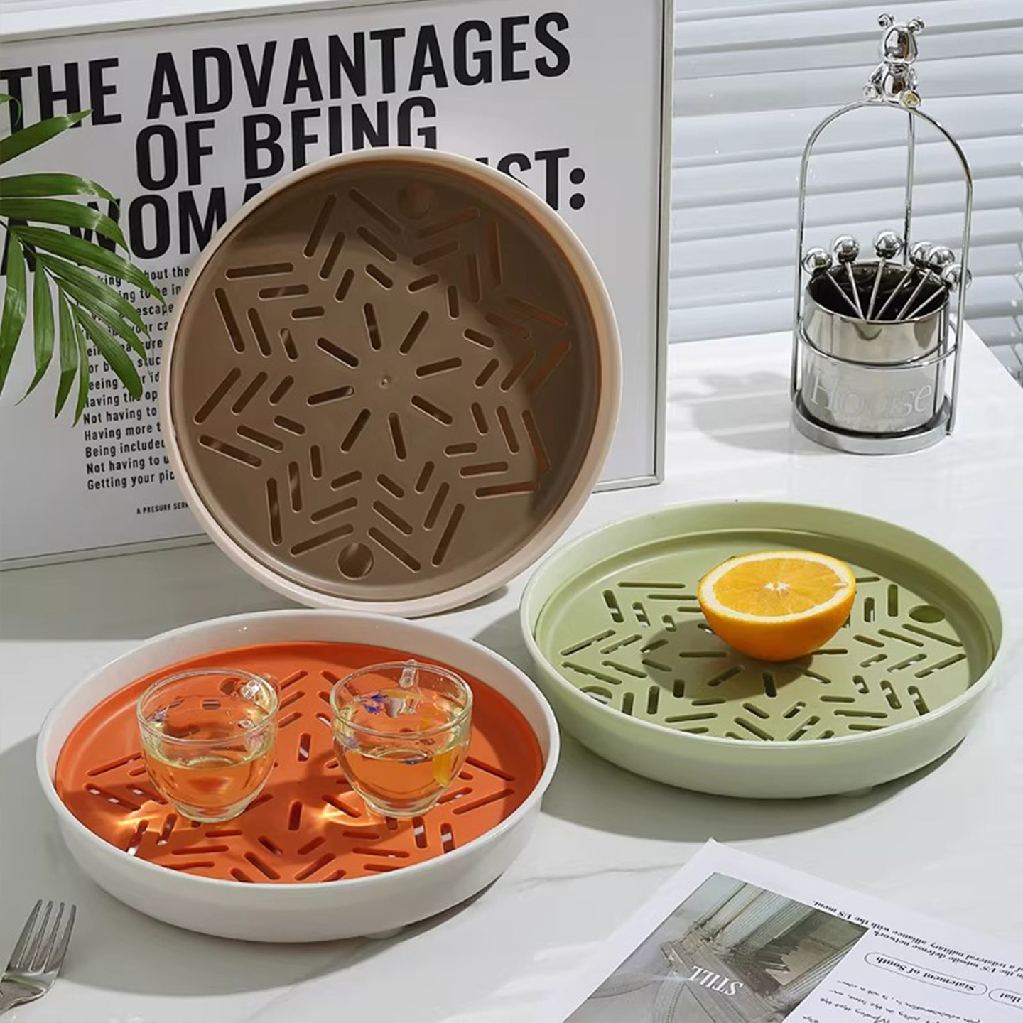 餐用托盘塑料家用双层沥水盘长方形圆形茶盘茶具收纳杯子架置物架,餐饮具,餐用托盘,淘宝优惠券,粉丝福利购,淘宝优惠卷