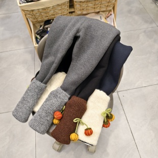 2025新款女童加绒加厚打底裤儿童洋气时髦休闲裤中童宝宝冬季裤子