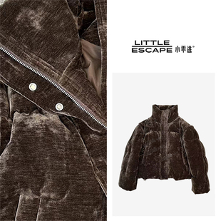 小乖逃90白鹅绒咖色羽绒服保暖155克冬季百搭S24108